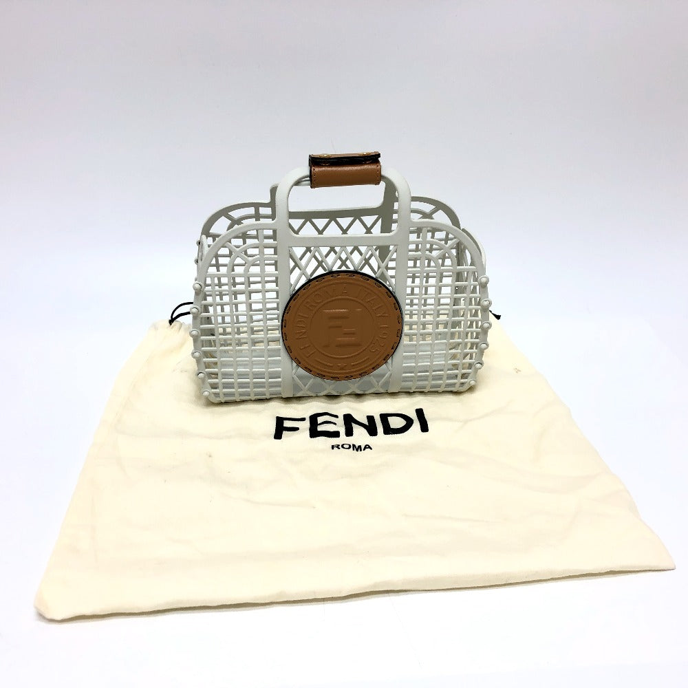 FENDI Handbag 8BH388 Rubber, Leather white Basket small