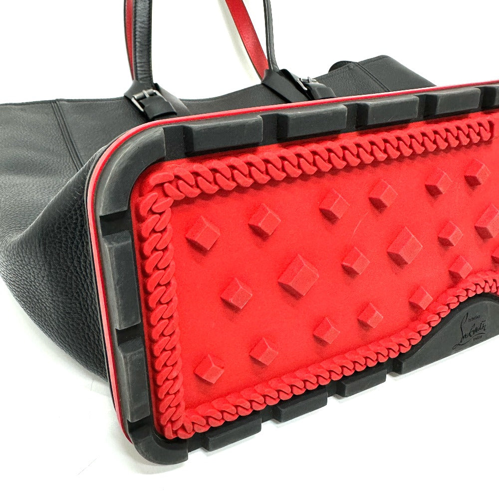 Christian Louboutin Tote Bag leather black logo mens Used Authentic