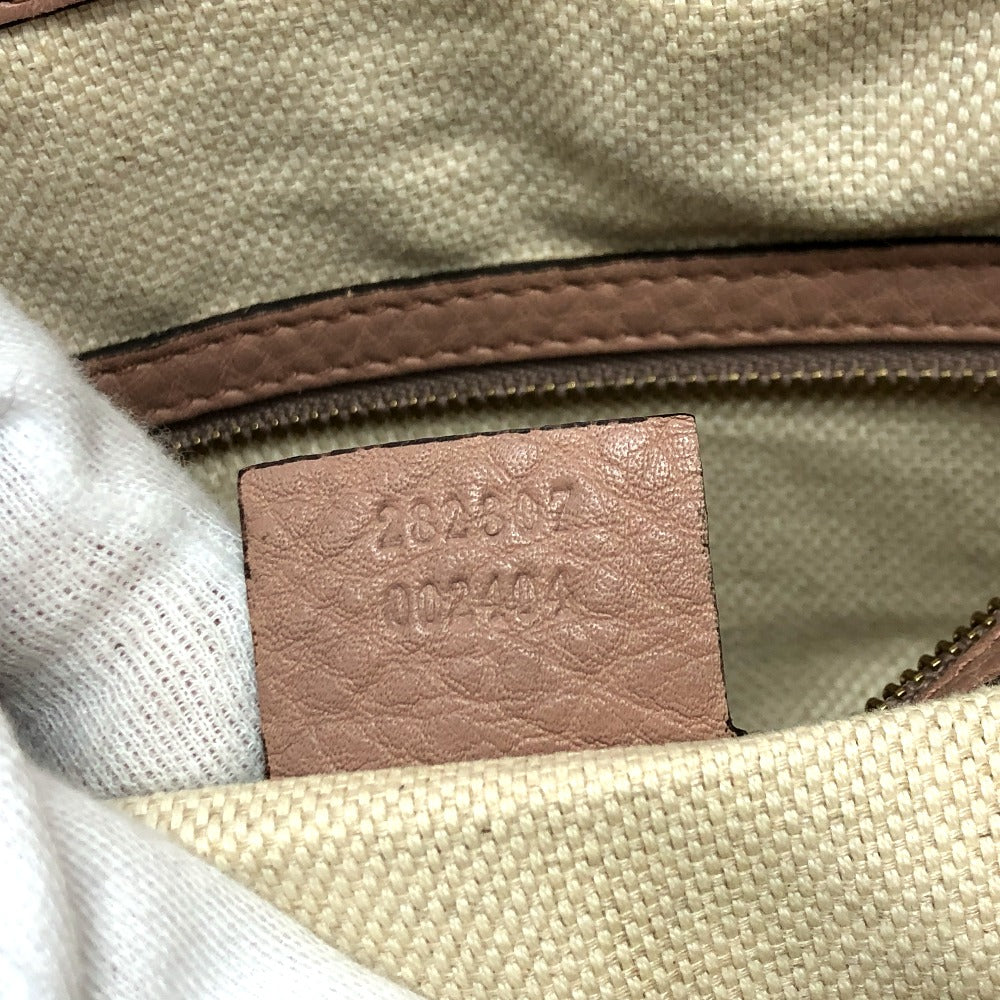 GUCCI Handbag 282307 leather pink beige Soho Interlocking G Women Used Authentic