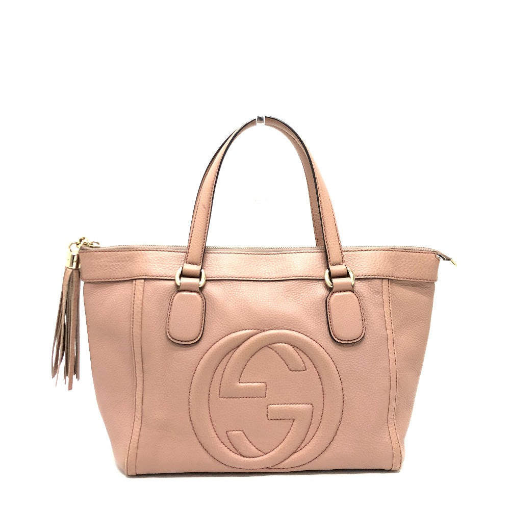 GUCCI Handbag 282307 leather pink beige Soho Interlocking G Women Used Authentic