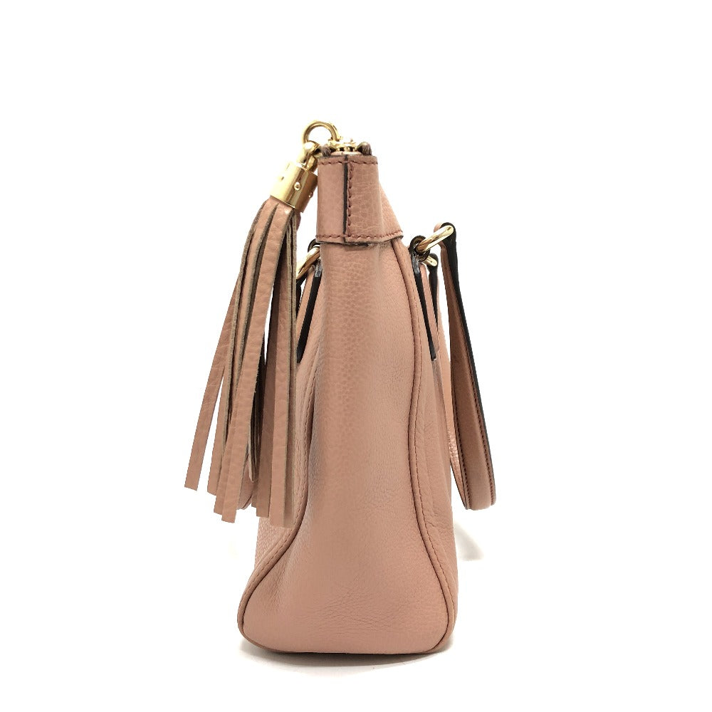 GUCCI Handbag 282307 leather pink beige Soho Interlocking G Women Used Authentic