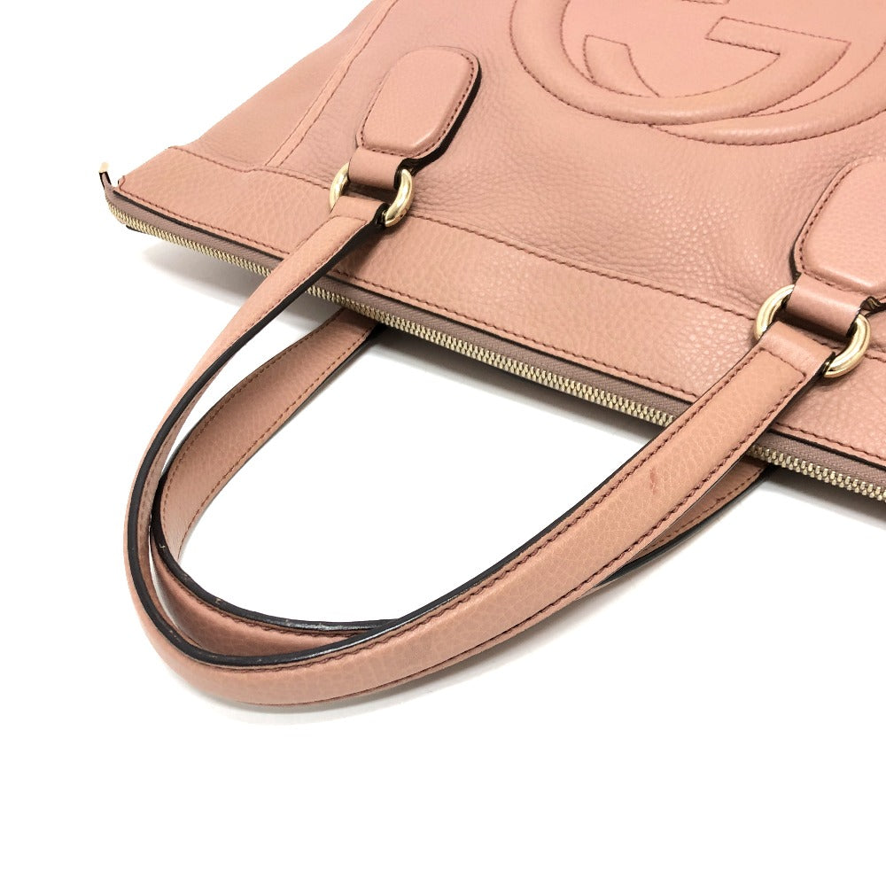 GUCCI Handbag 282307 leather pink beige Soho Interlocking G Women Used Authentic