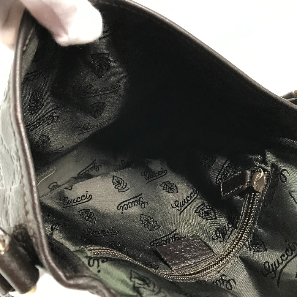 GUCCI Shoulder Bag 223666 Sima leather Dark brown Guccisima GG mens Used Authentic