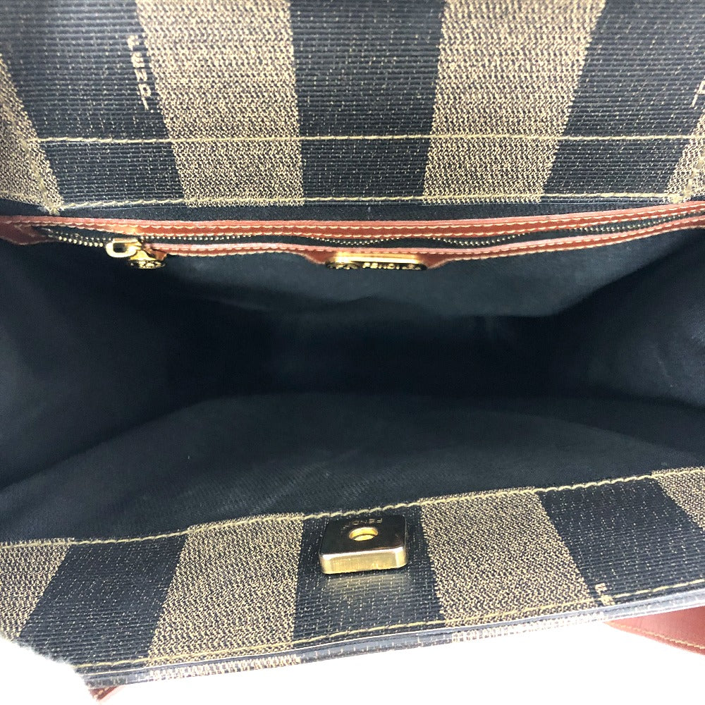 FENDI Tote Bag PVC, Leather khaki Pecan logo Women Used Authentic