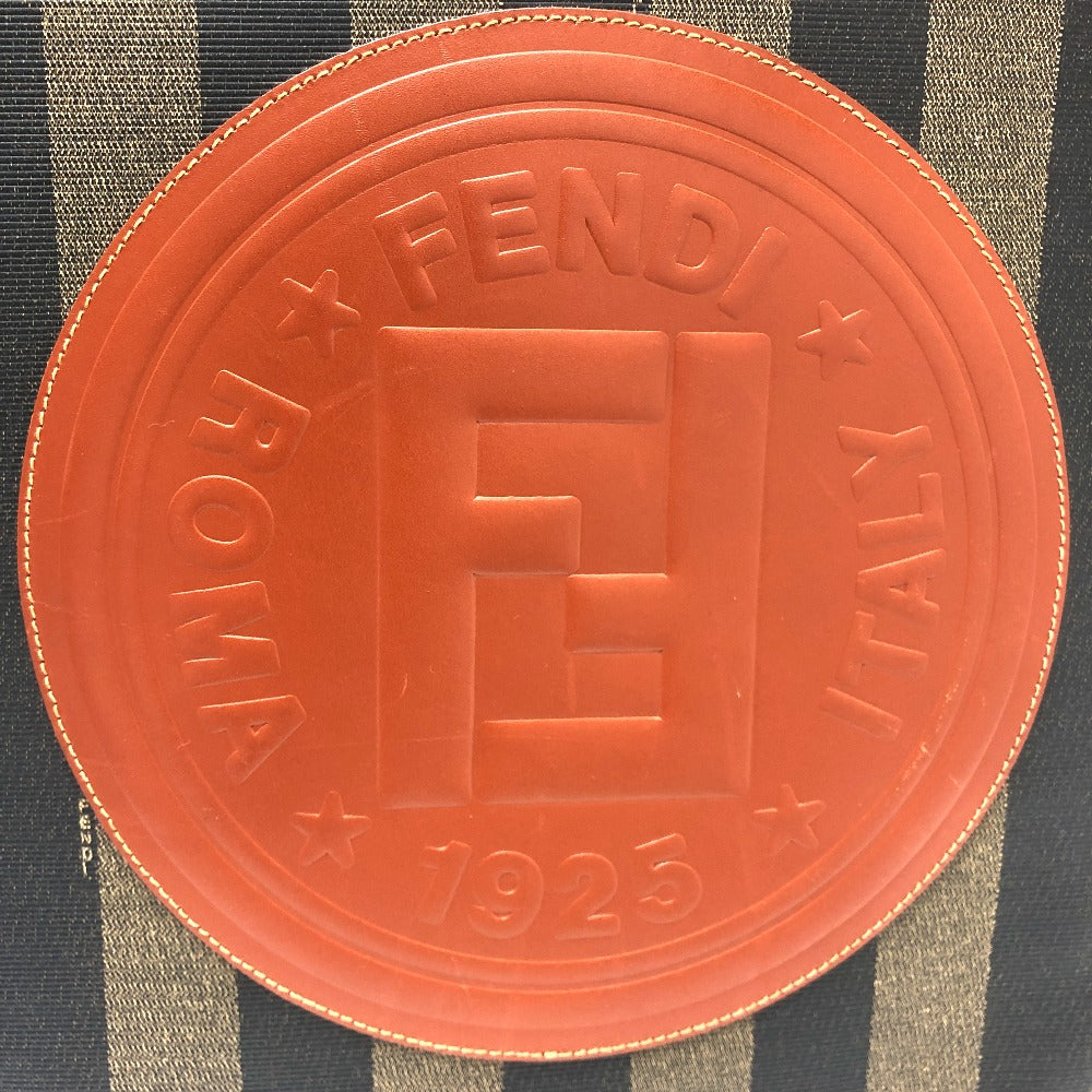 FENDI Tote Bag PVC, Leather khaki Pecan logo Women Used Authentic