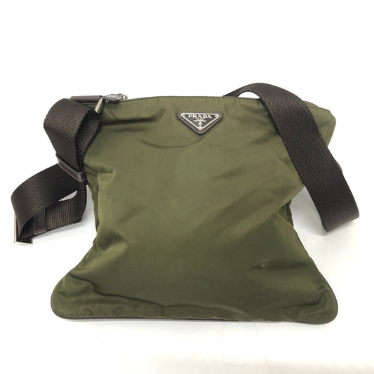 PRADA Shoulder Bag Nylon khaki Triangle logo mens Used Authentic