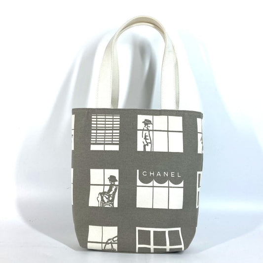 CHANEL Shoulder Bag canvas gray Shoulder Window line Women Used Authentic