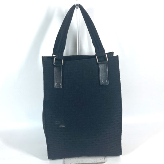 Dior Tote Bag Leather / canvas black Vertical all-logo Women Used Authentic
