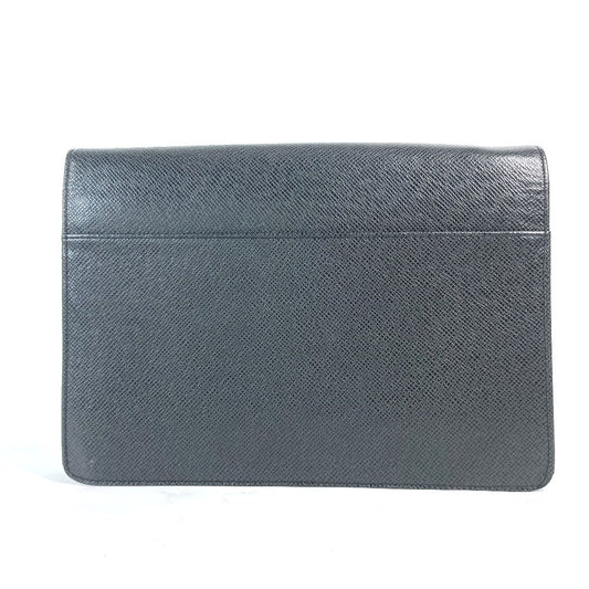 LOUIS VUITTON business bag M30782 Taiga Leather black Taiga Selenga mens Used Authentic