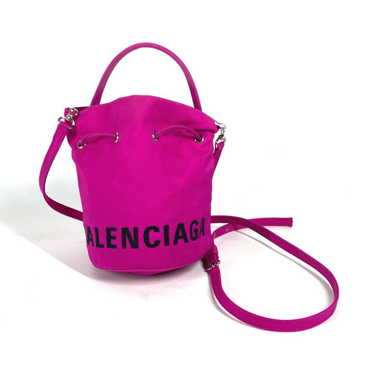 BALENCIAGA Shoulder Bag 619458 Nylon pink Wheel XS Drawstring Bucket