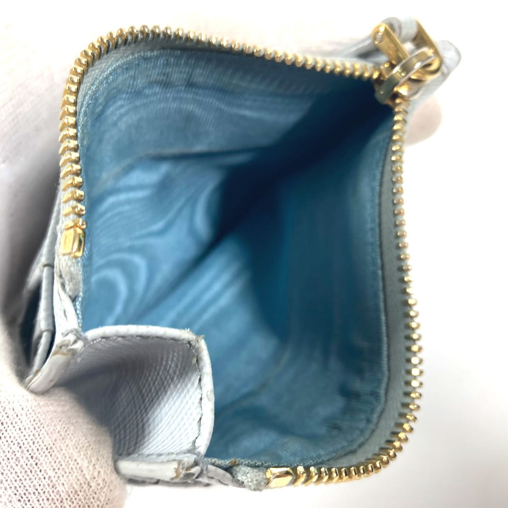 PRADA Coin case saffiano leather blue logo Women Secondhand Authentic