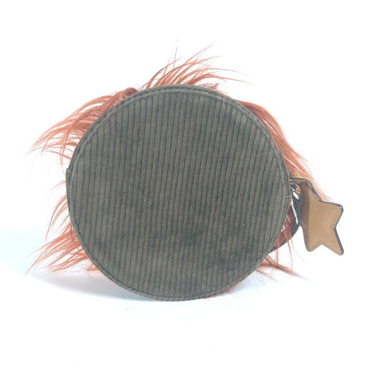 GUCCI Clutch bag 704806 Fur, Leather, Suede Brown GG Lion Lion Round Women Used Authentic