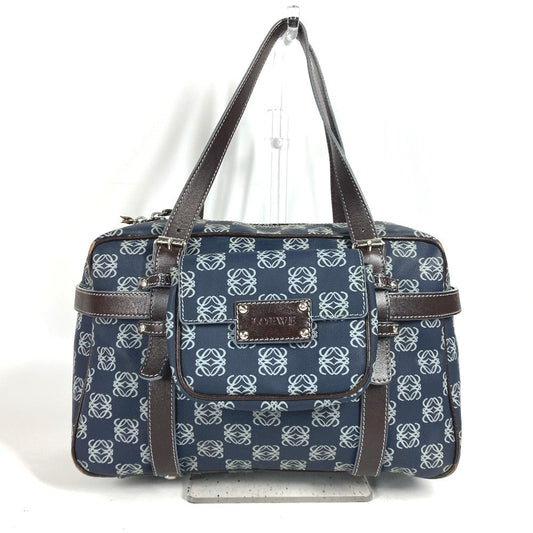 LOEWE Boston Duffel bag PVC / Leather Navy Shoulder Bag Shoulder Bag Anagram logo