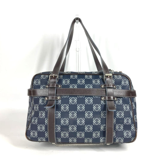 LOEWE Boston Duffel bag PVC / Leather Navy Shoulder Bag Shoulder Bag Anagram logo