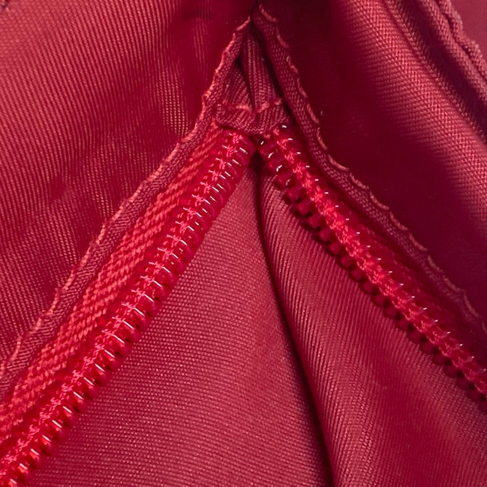 PRADA Shoulder Bag Nylon Red Pochette Triangle logo plate Women Used Authentic