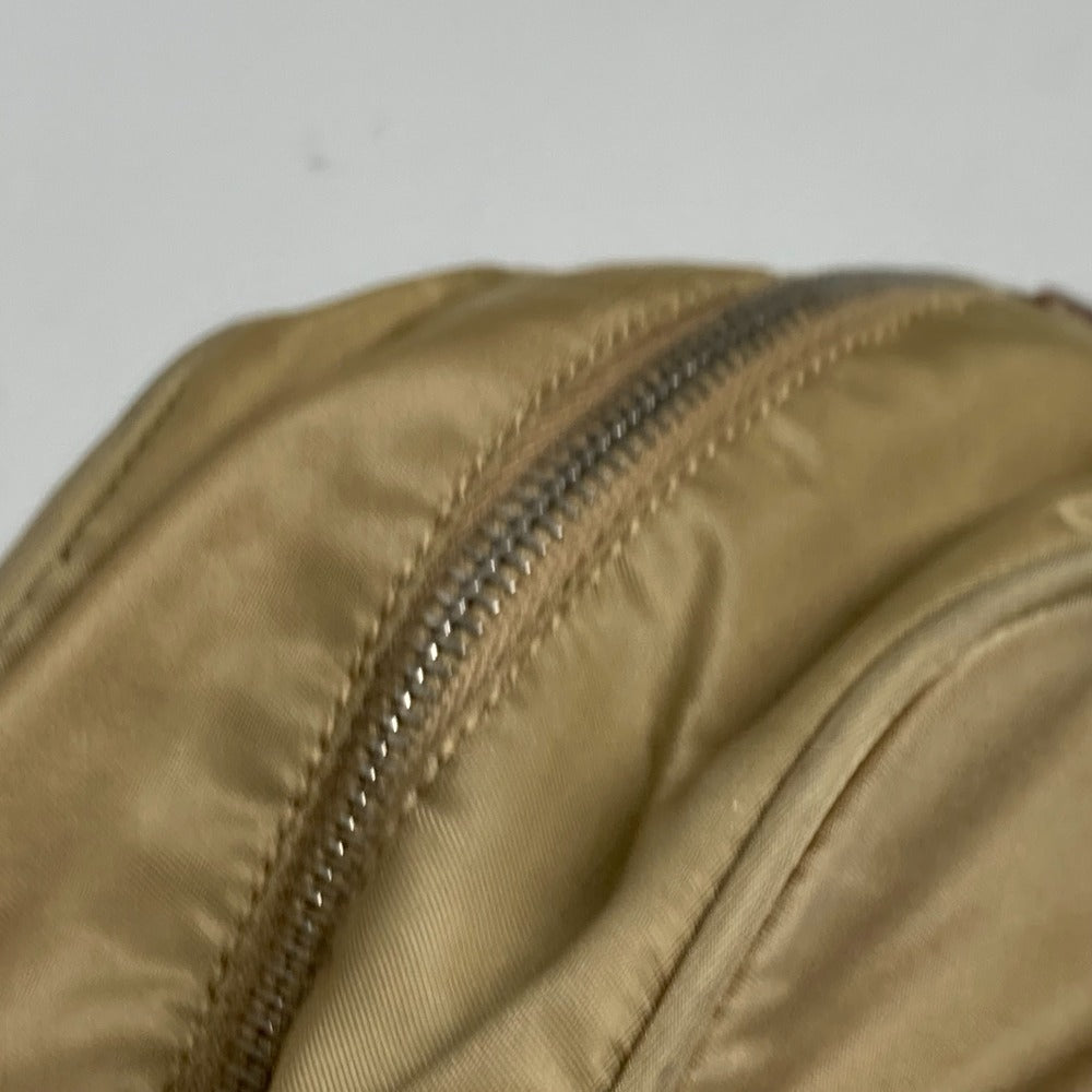 PRADA Shoulder Bag Nylon beige Triangle logo plate Women Used Authentic