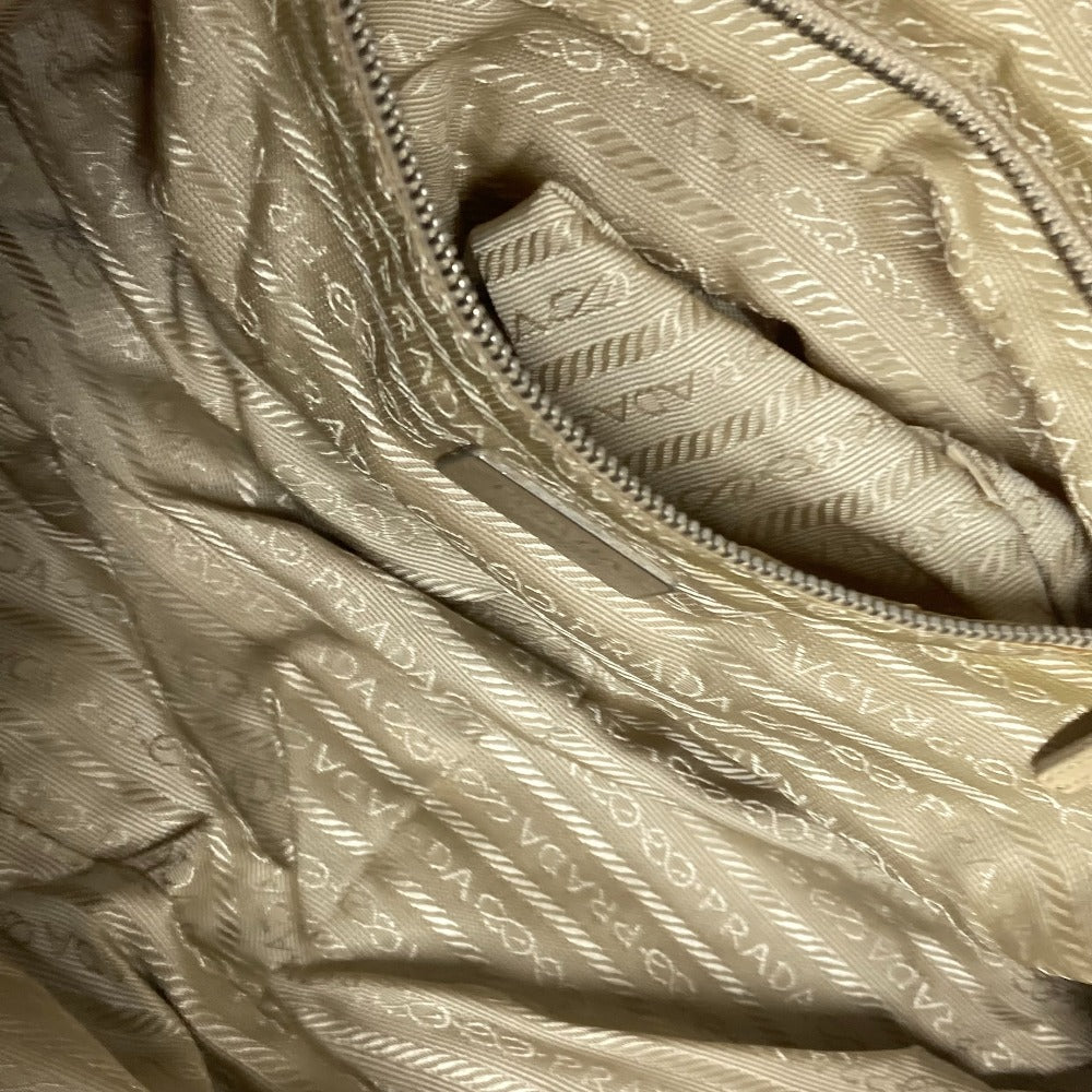 PRADA Shoulder Bag Nylon beige Triangle logo plate Women Used Authentic