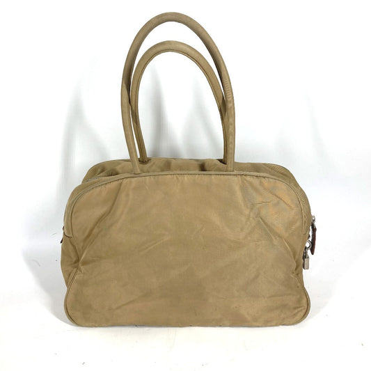 PRADA Shoulder Bag Nylon beige Triangle logo plate Women Used Authentic