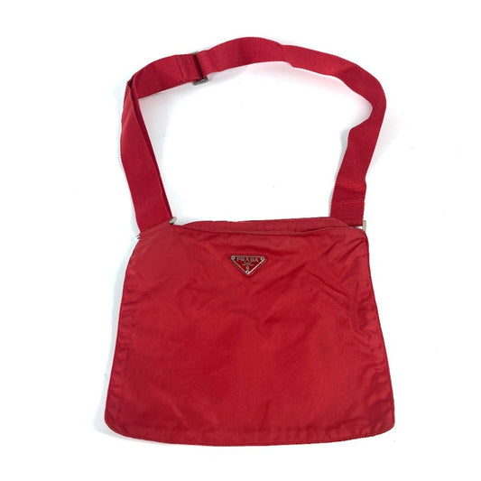 PRADA Shoulder Bag Nylon Red Crossbody bag Triangle logo plate