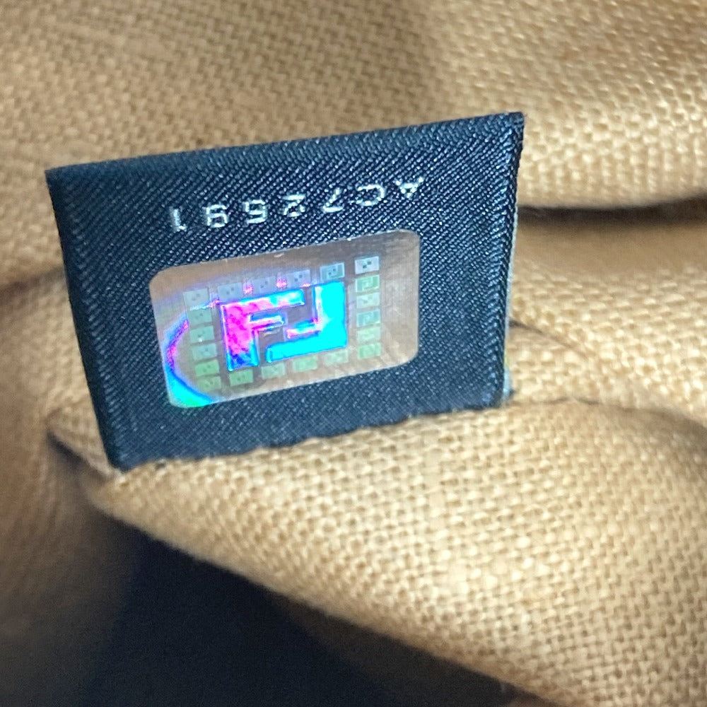 FENDI Shoulder Bag Leather / canvas Pink beige type Selleria logo Zucca Women Used Authentic