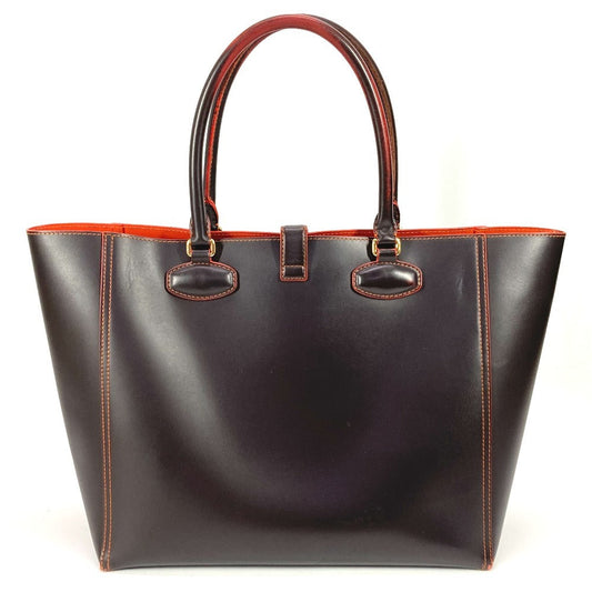 LOEWE Shoulder Bag leather Brown Anagram logo punching Women Used Authentic