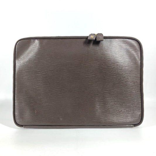 FENDI Clutch bag leather Brown vintage FF logo Women Used Authentic