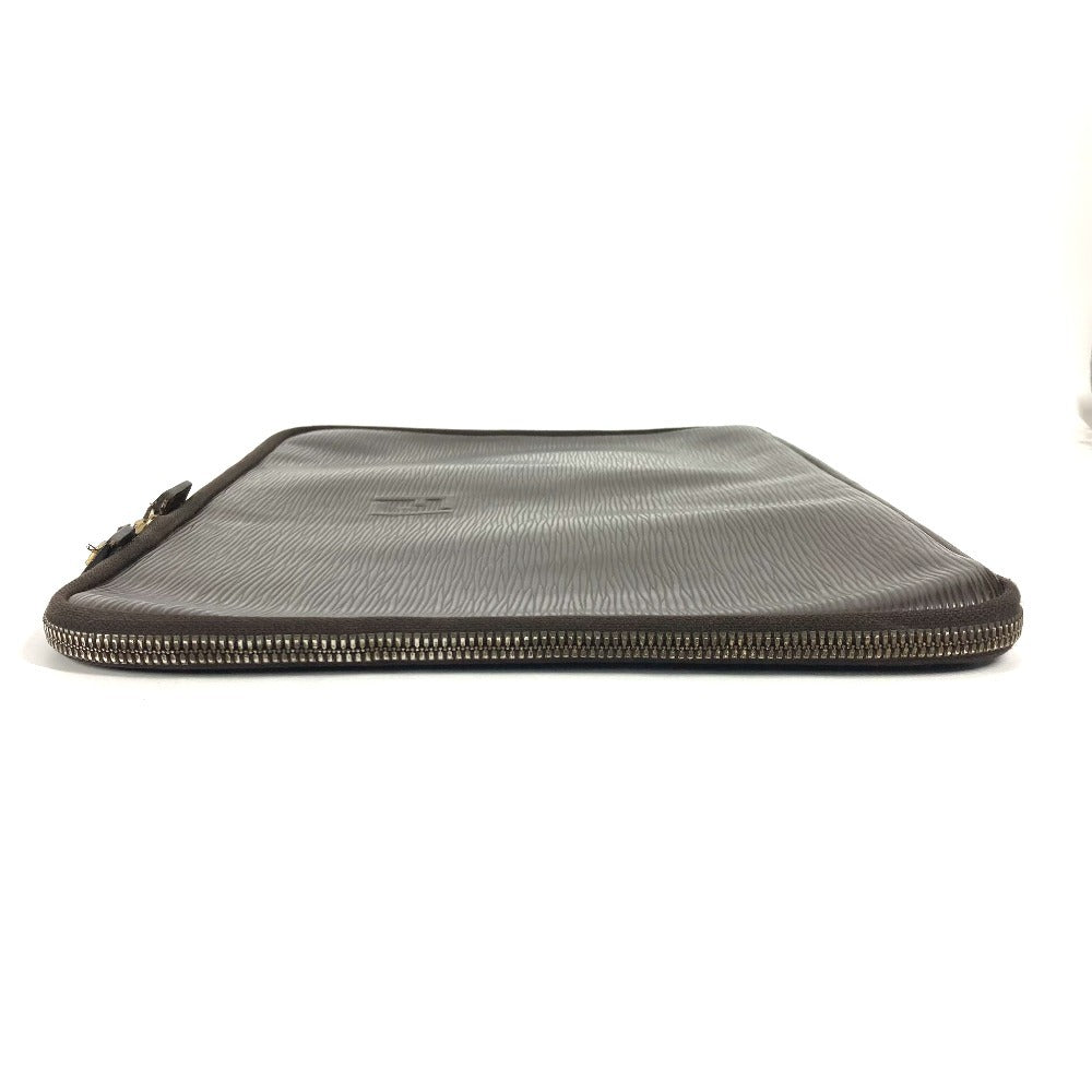 FENDI Clutch bag leather Brown vintage FF logo Women Used Authentic