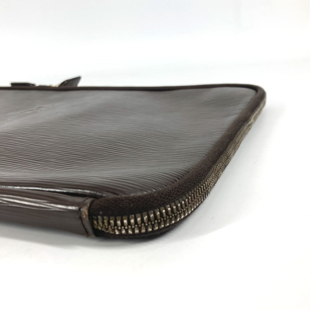 FENDI Clutch bag leather Brown vintage FF logo Women Used Authentic