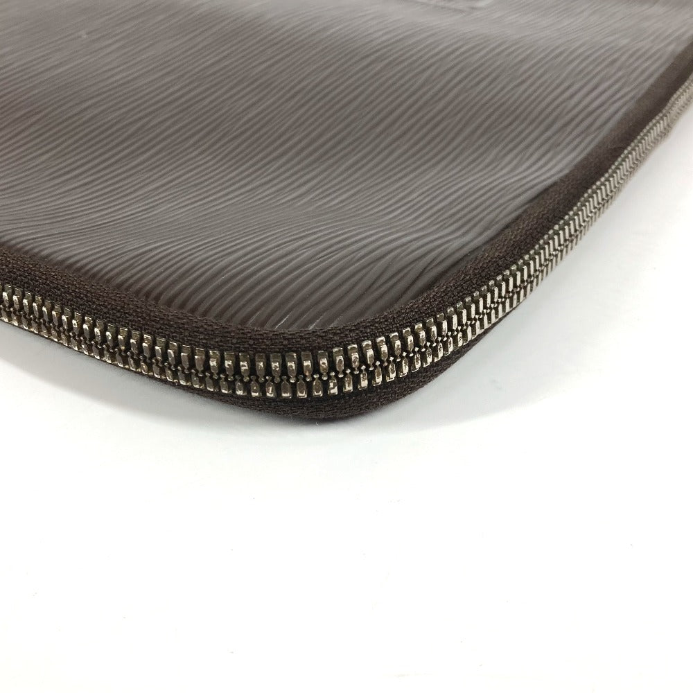 FENDI Clutch bag leather Brown vintage FF logo Women Used Authentic