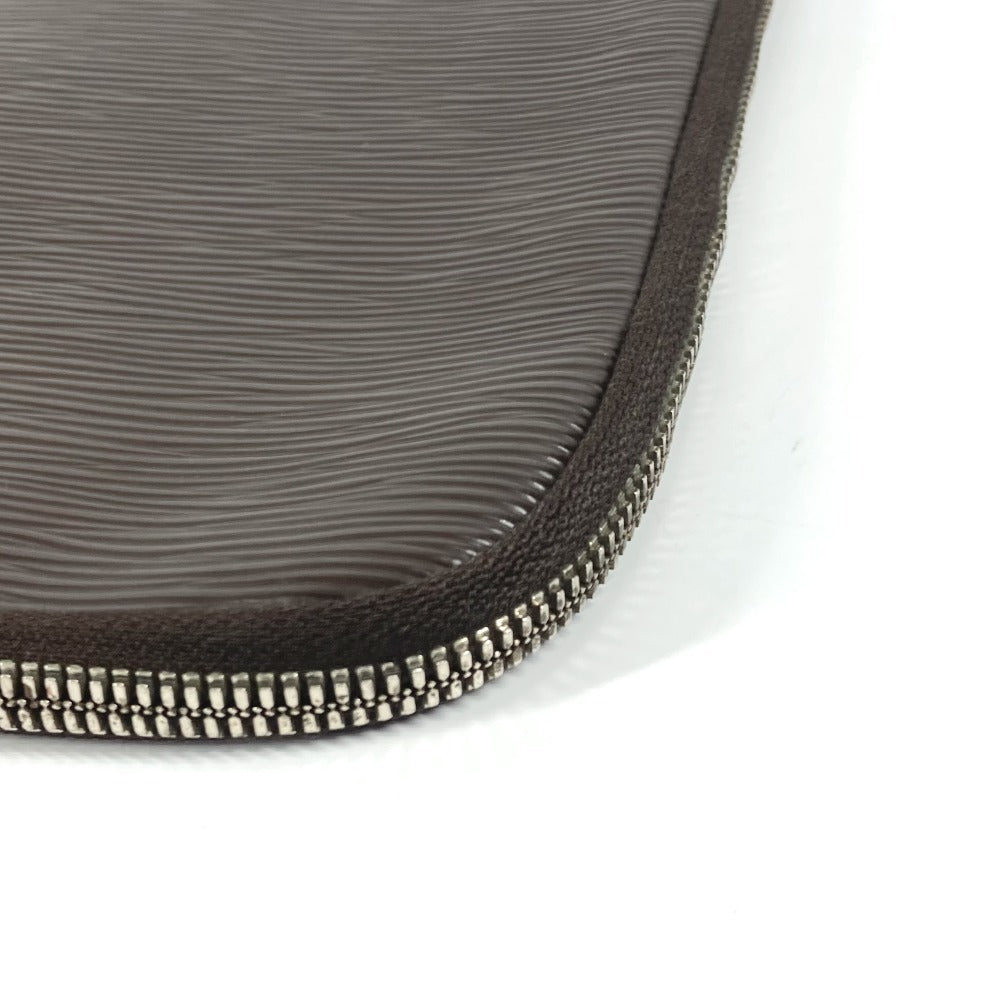 FENDI Clutch bag leather Brown vintage FF logo Women Used Authentic