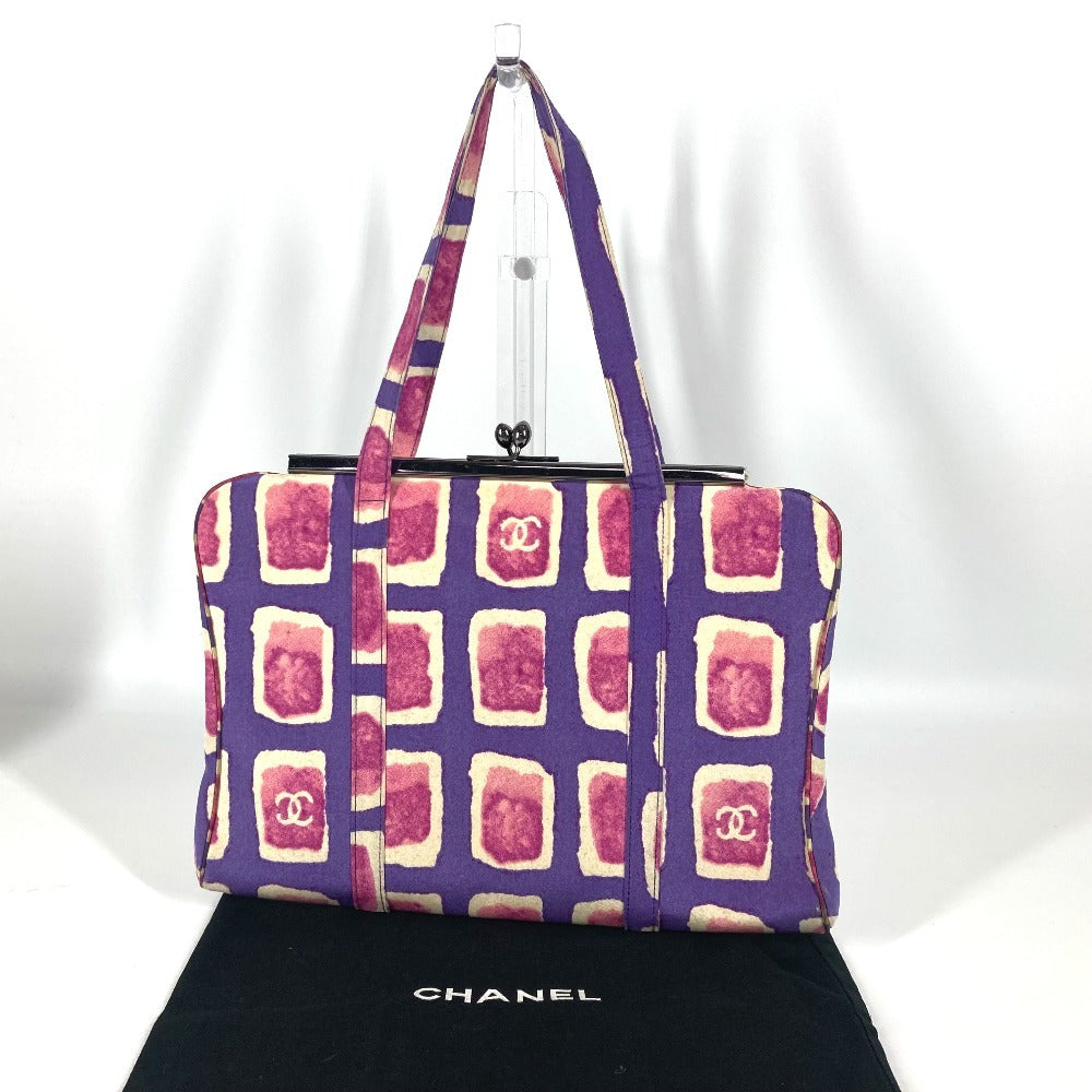CHANEL Handbag Nylon canvas pink Gamaguchi