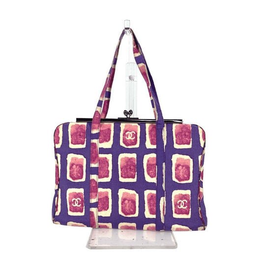 CHANEL Handbag Nylon canvas pink Gamaguchi