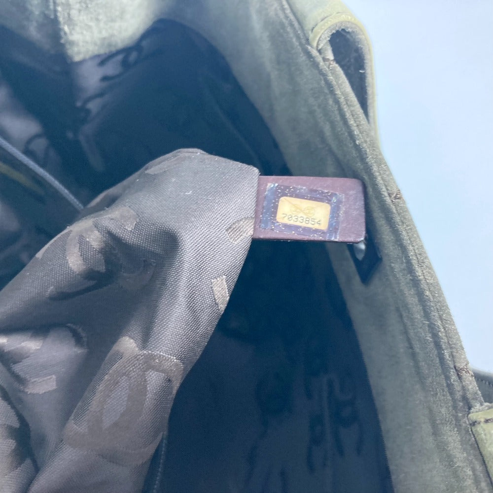 CHANEL Shoulder Bag Leather / suede green vintage CC COCO Mark Matelasse Quilting