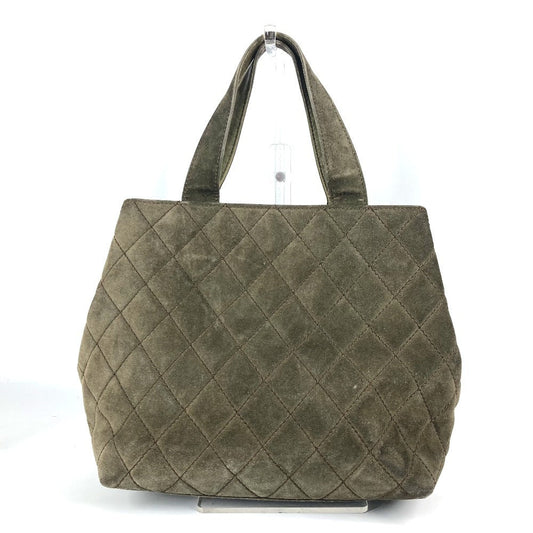 CHANEL Shoulder Bag Leather / suede green vintage CC COCO Mark Matelasse Quilting