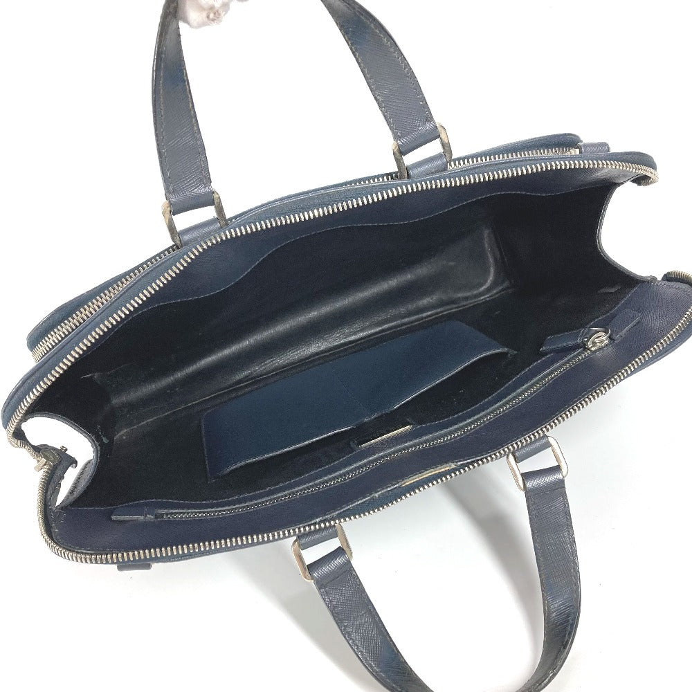 PRADA Business bag saffiano leather Navy Triangle logo plate