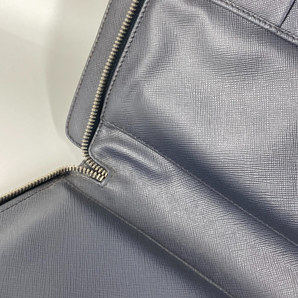 PRADA Business bag saffiano leather Navy Triangle logo plate