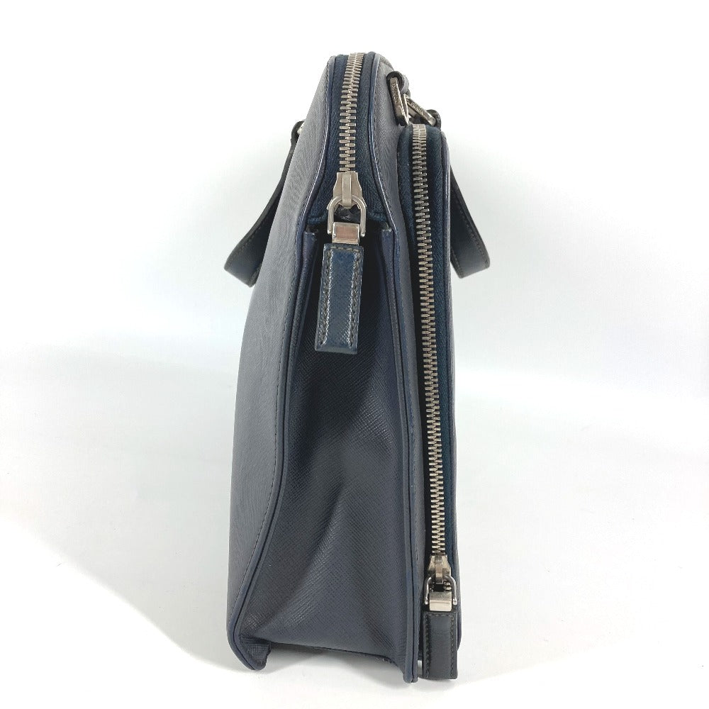PRADA Business bag saffiano leather Navy Triangle logo plate