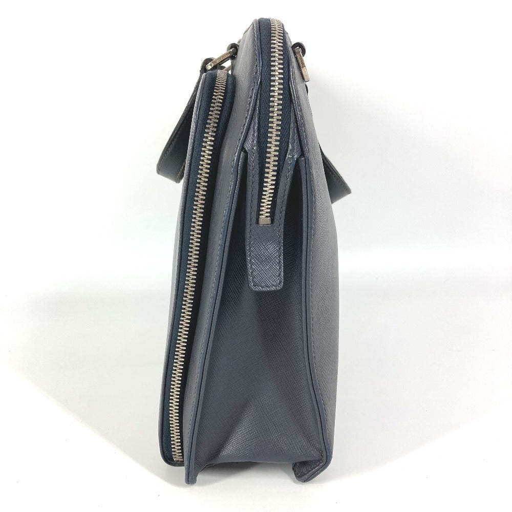 PRADA Business bag saffiano leather Navy Triangle logo plate