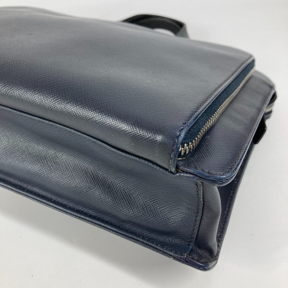 PRADA Business bag saffiano leather Navy Triangle logo plate