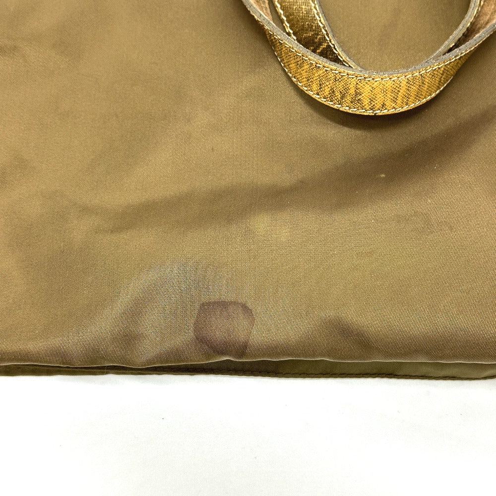 PRADA Tote Bag Nylon, Leather Brown type Bear Stone