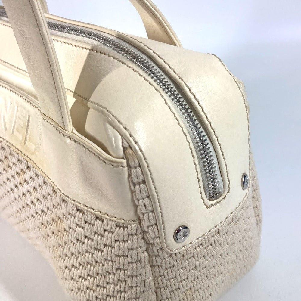 CHANEL Shoulder Bag Leather / canvas Ivorytype logo