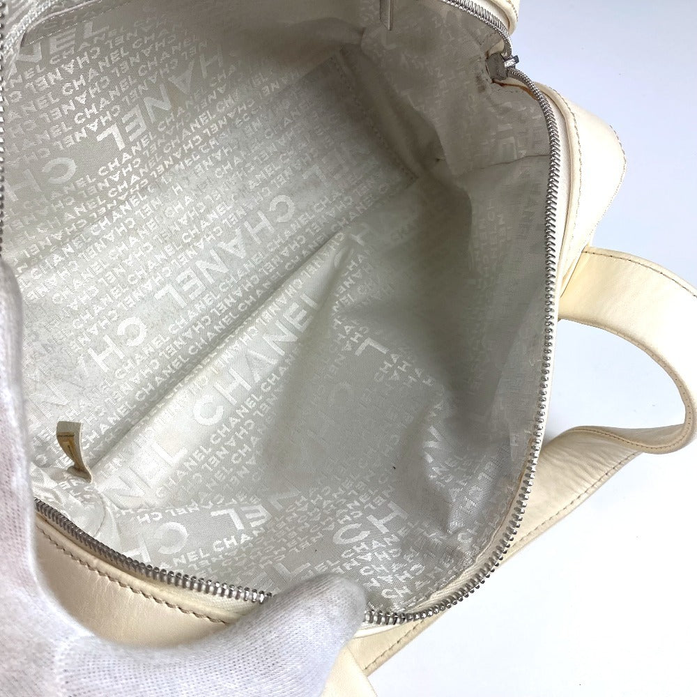 CHANEL Shoulder Bag Leather / canvas Ivorytype logo