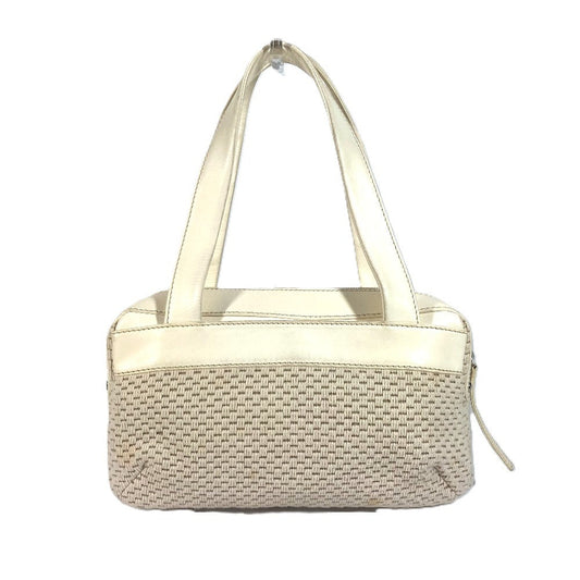 CHANEL Shoulder Bag Leather / canvas Ivorytype logo