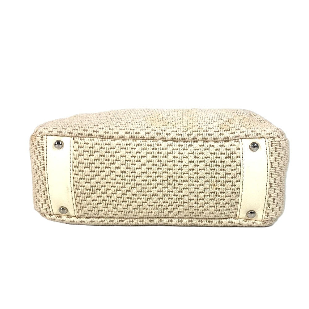 CHANEL Shoulder Bag Leather / canvas Ivorytype logo