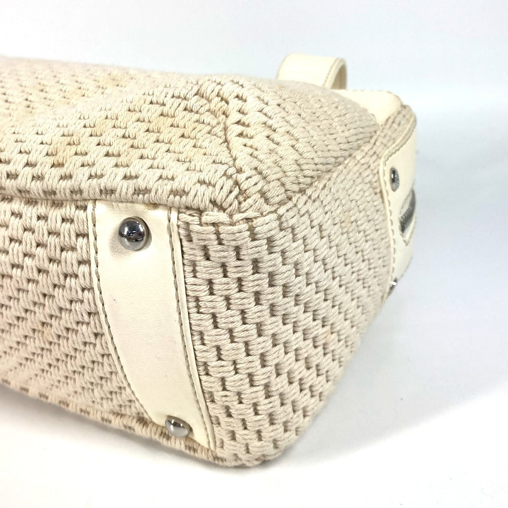 CHANEL Shoulder Bag Leather / canvas Ivorytype logo