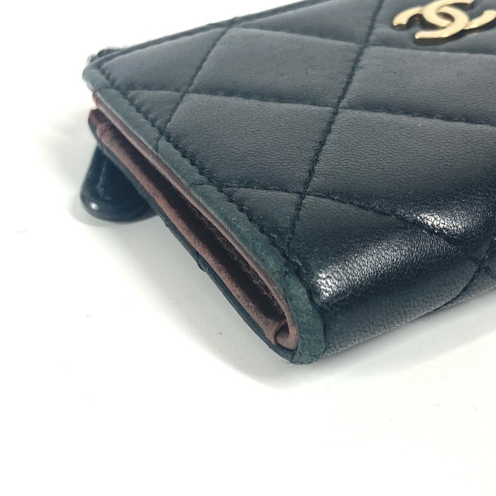 CHANEL Coin case lambskin black CC COCO Mark logo Matelasse quilting