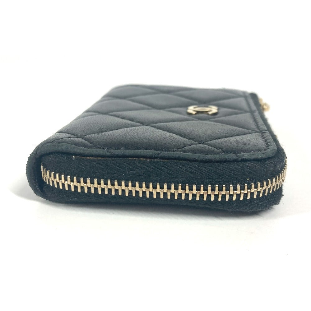 CHANEL Coin case lambskin black CC COCO Mark logo Matelasse quilting