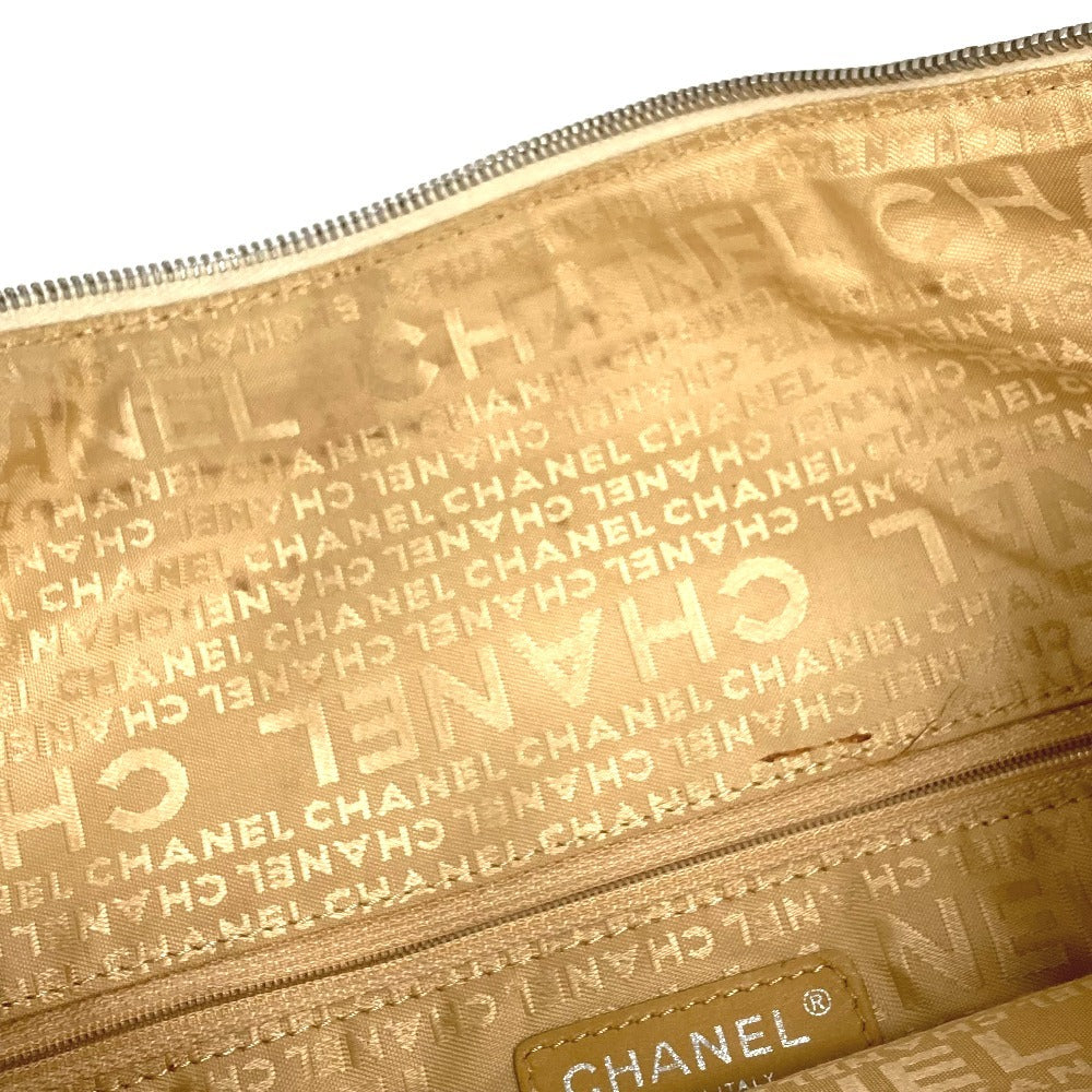 CHANEL Shoulder Bag Leather / canvas black Clover logo