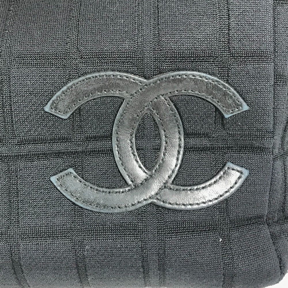 CHANEL Shoulder Bag Jersey black CC COCO Mark Chocolate Bar
