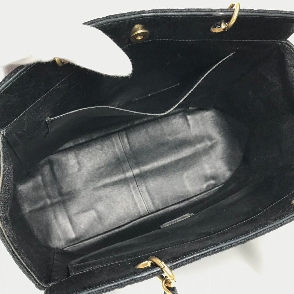 CHANEL Shoulder Bag Jersey black CC COCO Mark Chocolate Bar